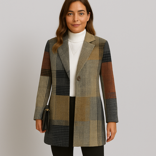 Viviane – Manteau Long à Carreaux Vintage
