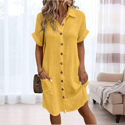 Mila – Robe Chemise Légère en Coton Gaufré
