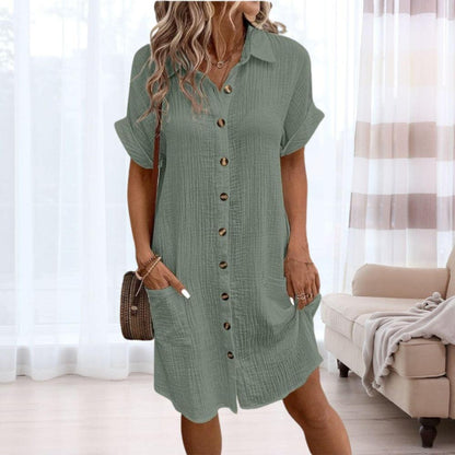 Mila – Robe Chemise Légère en Coton Gaufré