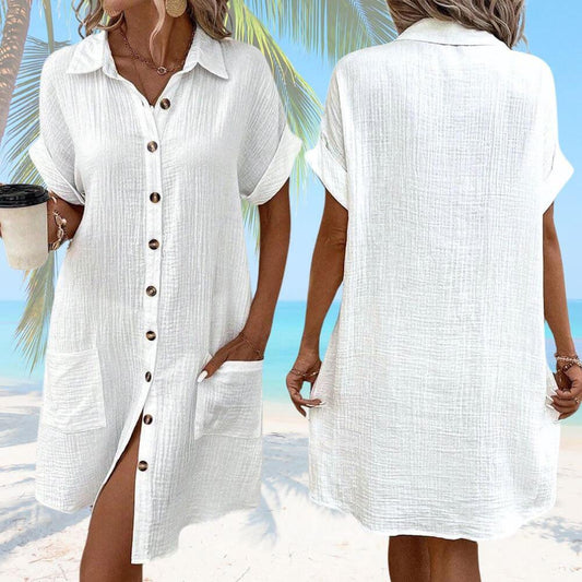 Mila – Robe Chemise Légère en Coton Gaufré