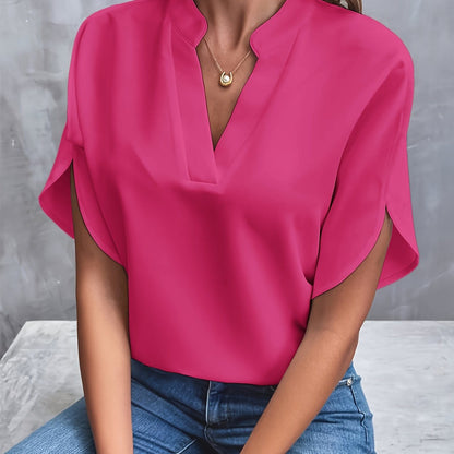 Maëlle – Blouse Fluide à Encolure Fendue
