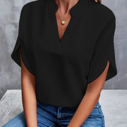 Maëlle – Blouse Fluide à Encolure Fendue