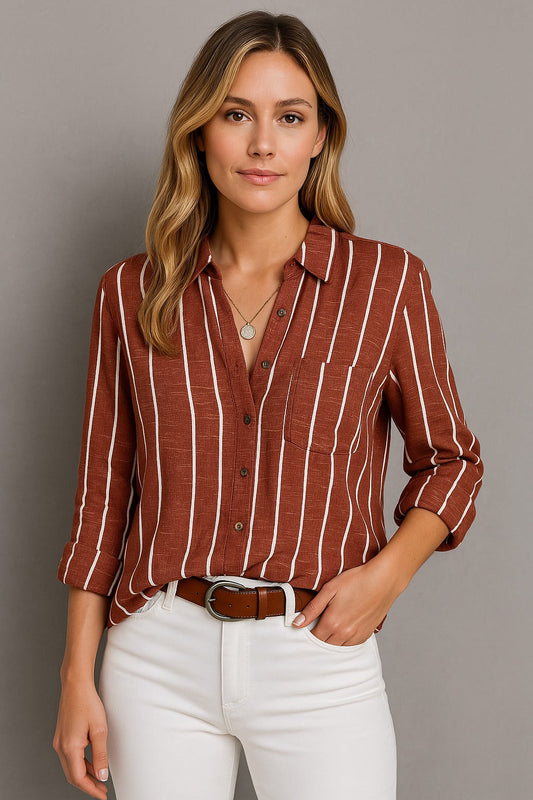 Sienna – Blouse Rayée en Coton Léger