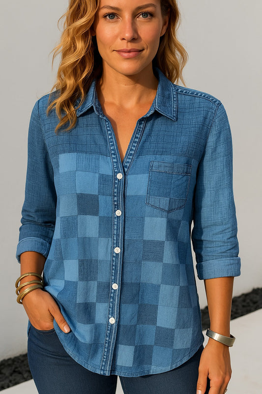 Maribel – Blouse Carreaux Élégants