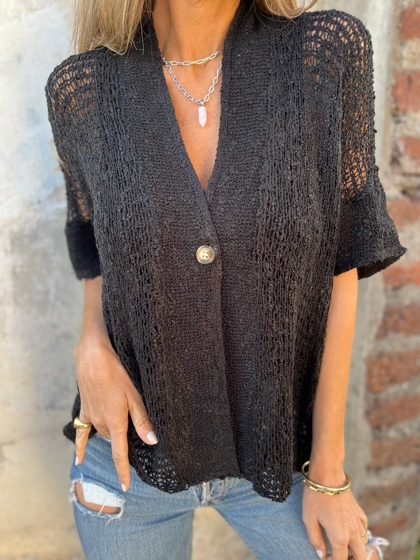 Ivonie – Cardigan Léger en Tricot Aéré