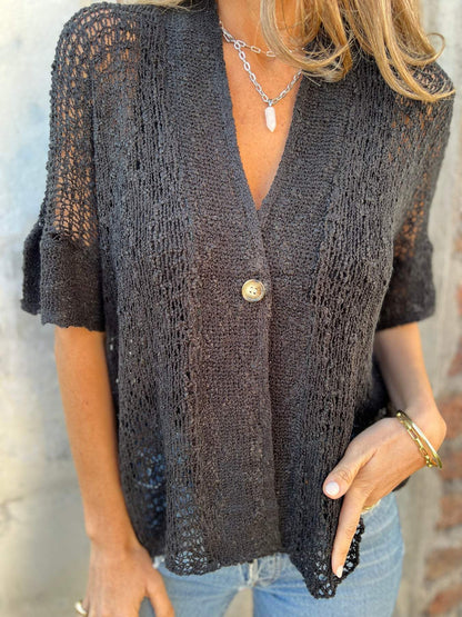 Ivonie – Cardigan Léger en Tricot Aéré