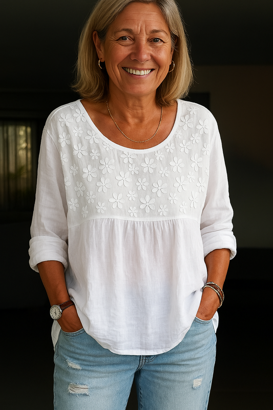 Anaëlle – Blouse Brodée en Lin
