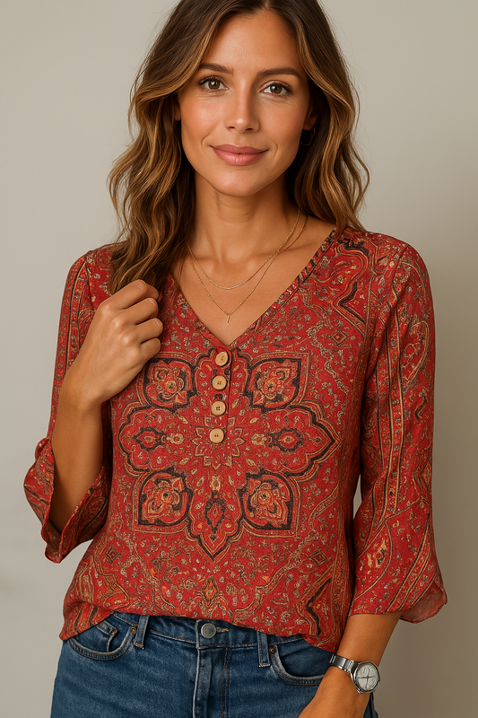 Karina – Blouse Bohème à Imprimé Mandala