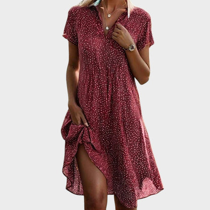 Léna – Robe Légère à Pois et Col V